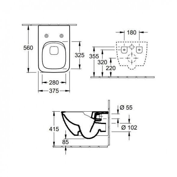 Pakabinamas unitazas VILLEROY & BOCH Collaro Direct Flush WC su Soft-close dangčiu, 4626HS01 3