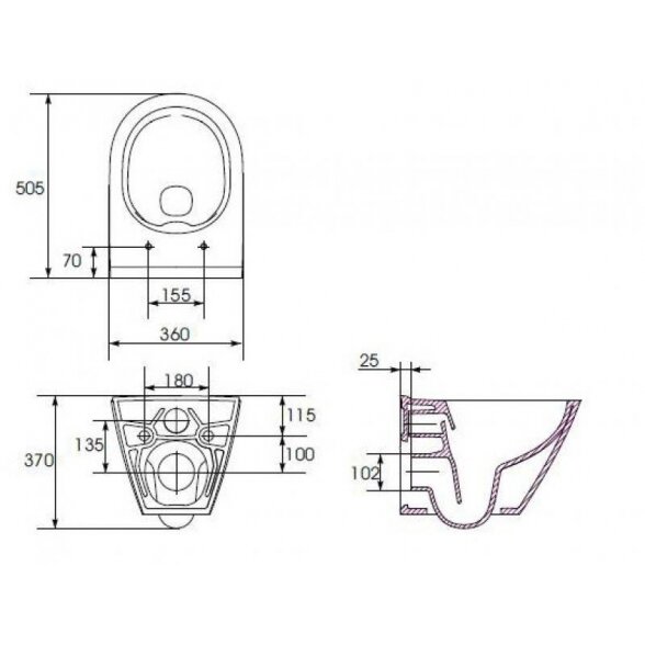 Pakabinamas WC puodas CERSANIT City Oval su Rimless technologija ir plonu lėtaeigiu dangčiu 2