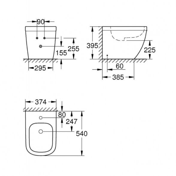 Pastatoma bidė GROHE Euro Ceramic, 39340000 2