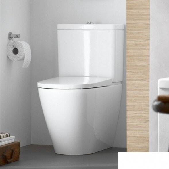 Pastatomas unitazas DURAVIT D-Neo Rimless su lėtai nusileidžiančiu dangčiu 1