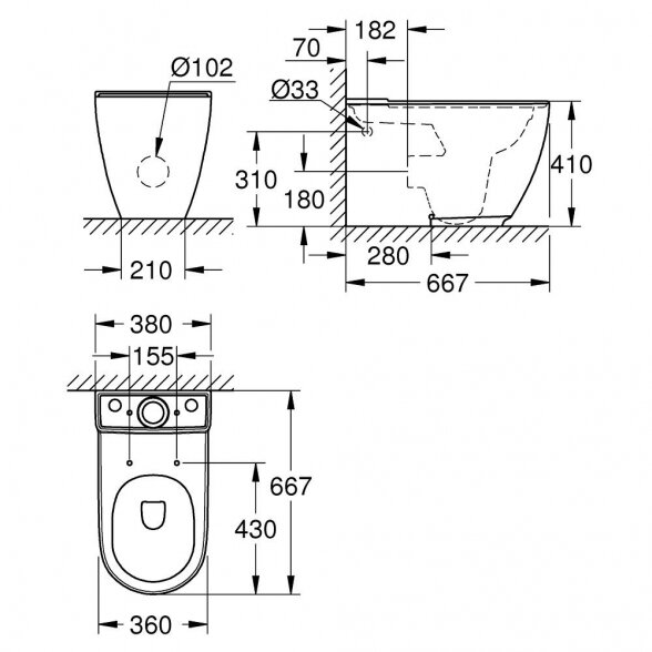 Pastatomas unitazas GROHE Essence Floor su dangčiu, 3957200H 11