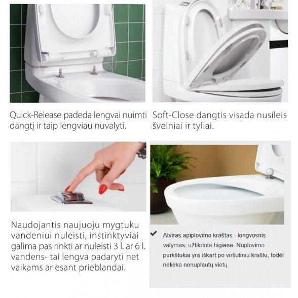 Pastatomas unitazas GUSTAVSBERG Nautic Hygienic Flush su soft close dangčiu 6