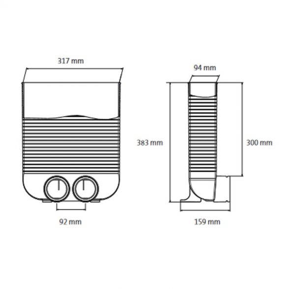 Plastikinė grindų grotelių dėžutė UBBINK Air Excellent 309 x 86 mm - 2 x Dn 75 1