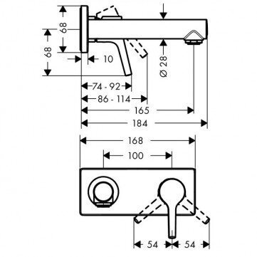 Potinkinis maišytuvas praustuvui HANSGROHE Talis S 165 mm, 72110000 1