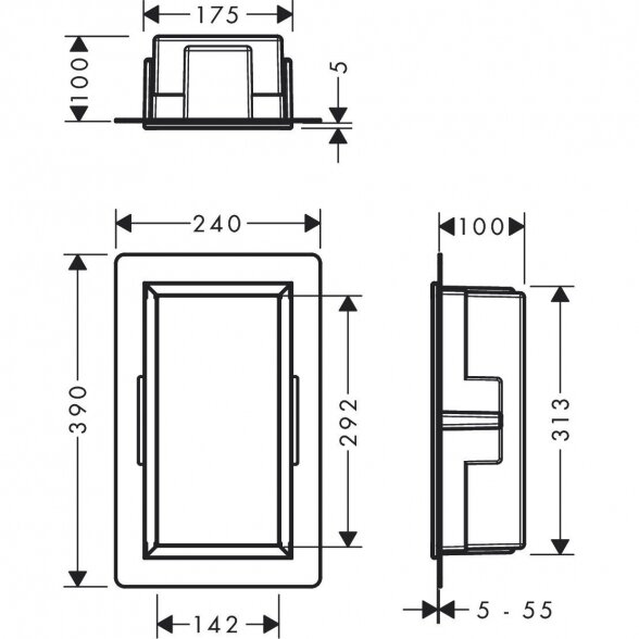 Potinkinė niša HANSGROHE XtraStoris Original 300 x 150 x 100, juoda-matinė, 56057670 1