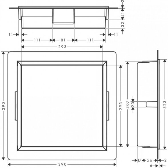 Potinkinė niša HANSGROHE XtraStoris Original 300 x 300 x 70, juoda-matinė, 56093670 1