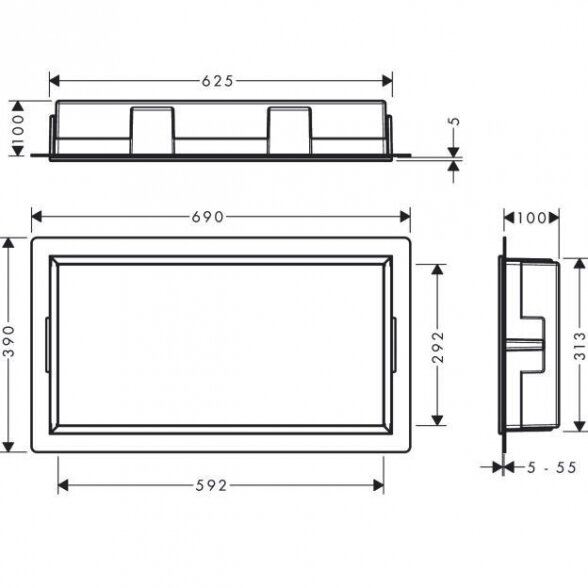 Potinkinė niša HANSGROHE XtraStoris Original 300 x 600 x 100, juoda-matinė, 56064670 1