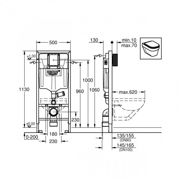 Potinkinio rėmo ir pakabinamo WC komplektas GROHE Euro Ceramic Solido 5 in 1, 39700000 4