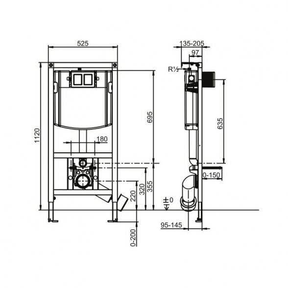 Potinkinio WC rėmo (4 in 1 Black) ir unitazo komplektas VILLEROY & BOCH Subway 2.0 su slow close dangčiu 7