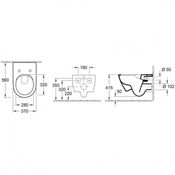 Potinkinio WC rėmo (4 in 1 Black) ir unitazo komplektas VILLEROY & BOCH Subway 2.0 su slow close dangčiu 14