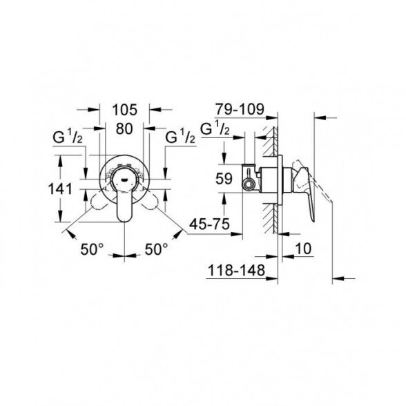 Potinkinis bidette komplektas GROHE BauEdge, 29040000+26358000 5