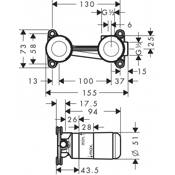 Potinkinis maištuvas praustuvui su potinkine dalimi HANSGROHE Talis E 225 mm, 71733990+13622180 5