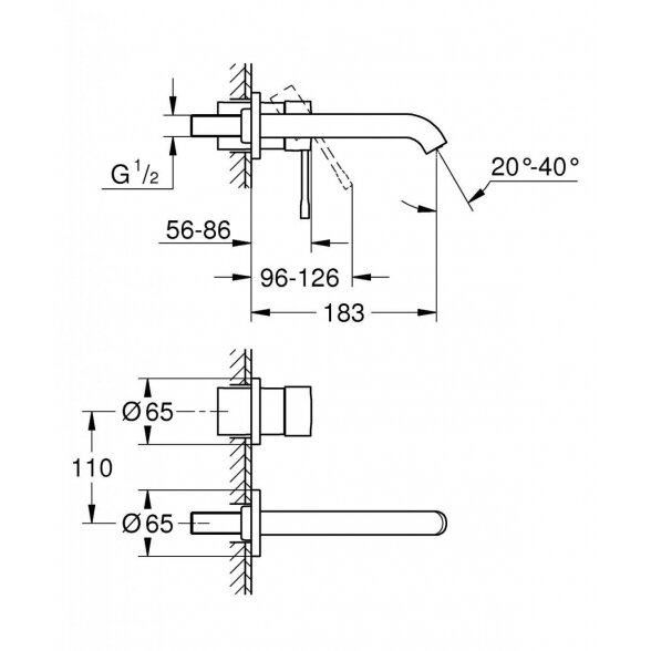 Potinkinis maišytuvas praustuvui GROHE Essence 183 mm, 29192A01 1