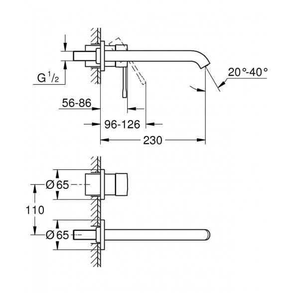 Potinkinis maišytuvas praustuvui GROHE Essence 230 mm,  29193A01 1