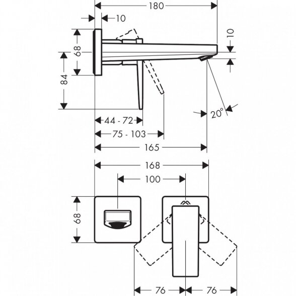 Potinkinis maišytuvas praustuvui HANSGROHE Metropol 165 mm, 32525000 1