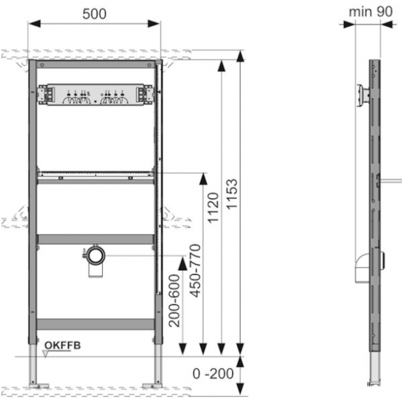 Potinkinis pisuaro rėmas TECEprofil 1120 mm 1