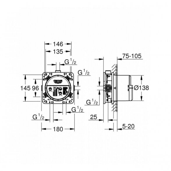 Potinkinis termostatinis dušo komplektas GROHE Grohtherm SmartControl Rainshower Mono 310 Cube, 34865KF0 8