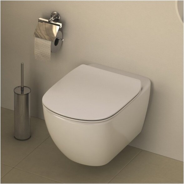 Potinkinis WC rėmas TECE su juodu mygtuku Now, tarpine ir tvirtinimais (4 in 1) + IDEAL STANDARD Tesi AquaBlade pakabinamas unitazas su Slim softclosing dangčiu 4