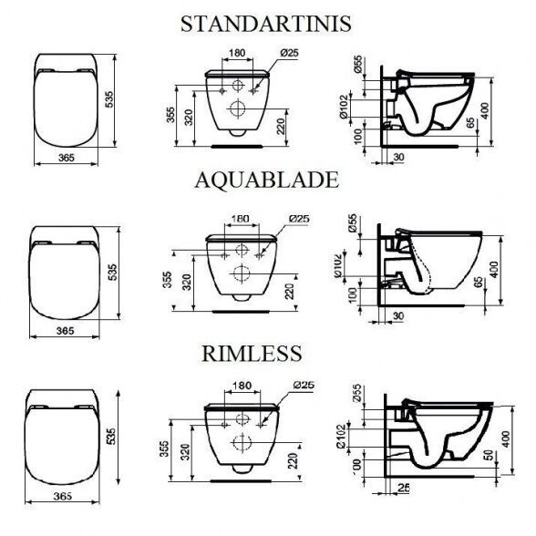 Potinkinis WC rėmo komplektas ALCADRAIN (4 in 1) + pakabinamas unitazas su dangčiu IDEAL STANDARD Tesi su AquaBlade 11