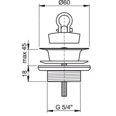 Praustuvo sifono ventilis ALCAPLAST 1 1/4" (18) nerūdijančio plieno, su kamščiu 1