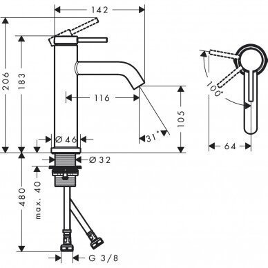 Praustuvo maišytuvas HANSGROHE Tecturis S 110, 73312000 1