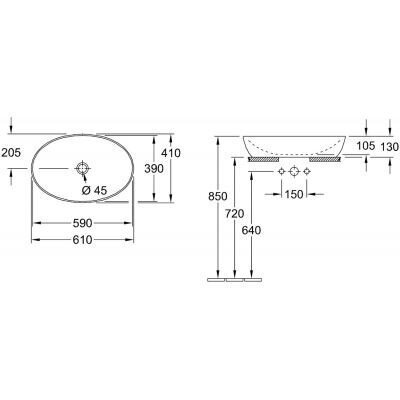 Praustuvas pastatomas VILLEROY & BOCH Artis 610 x 410 mm 5