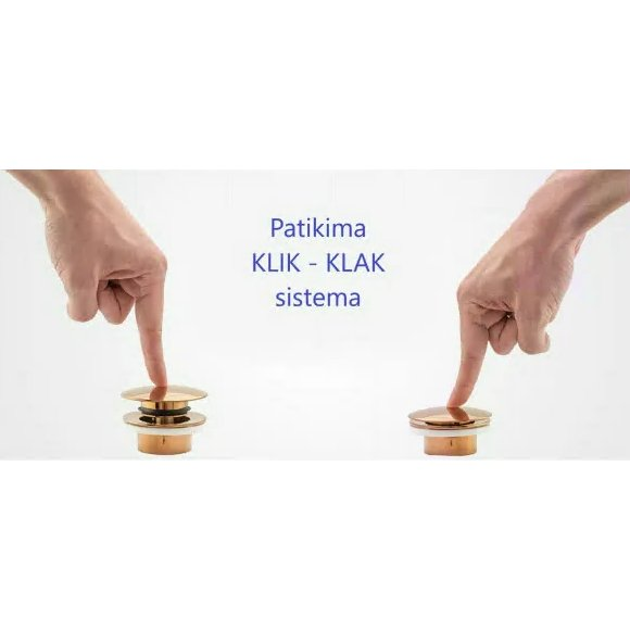 Praustuvo sifono ir dugno vožtuvo Click Clack komplektas LUXURY P1 universalus, auksinis 2