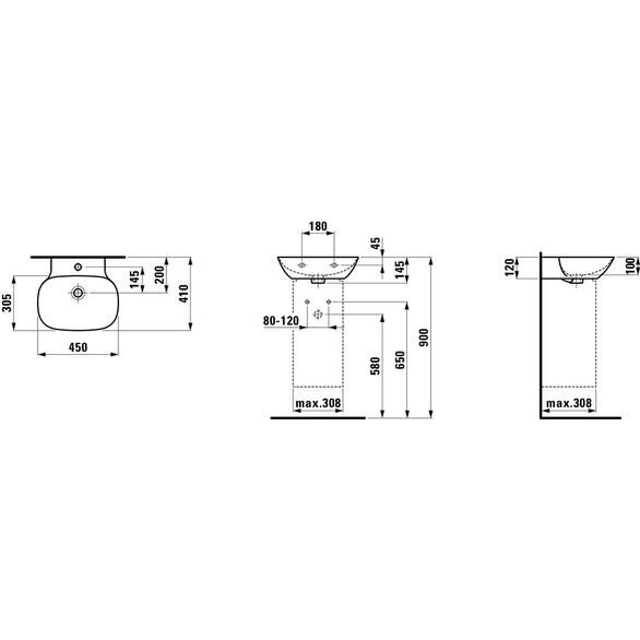 Praustuvas-dubuo LAUFEN Ino, 450x 305 mm, H8103027571041 2