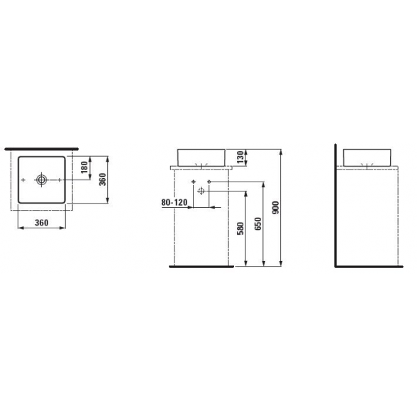 Praustuvas-dubuo LAUFEN Living SaphirKeramik, 360 x 360 mm 3