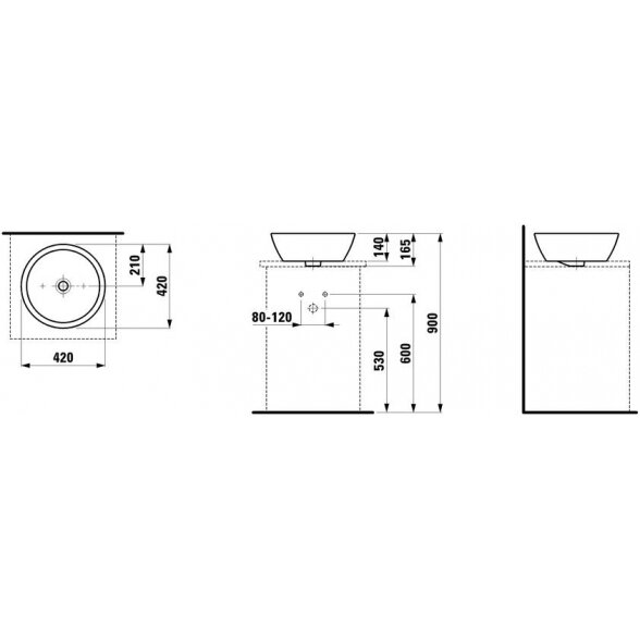 Praustuvas-dubuo LAUFEN Pro S, 420 mm su LCC danga 3