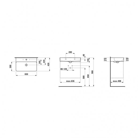 Praustuvas LAUFEN Val 650 x 420 mm, H8102840001041 4