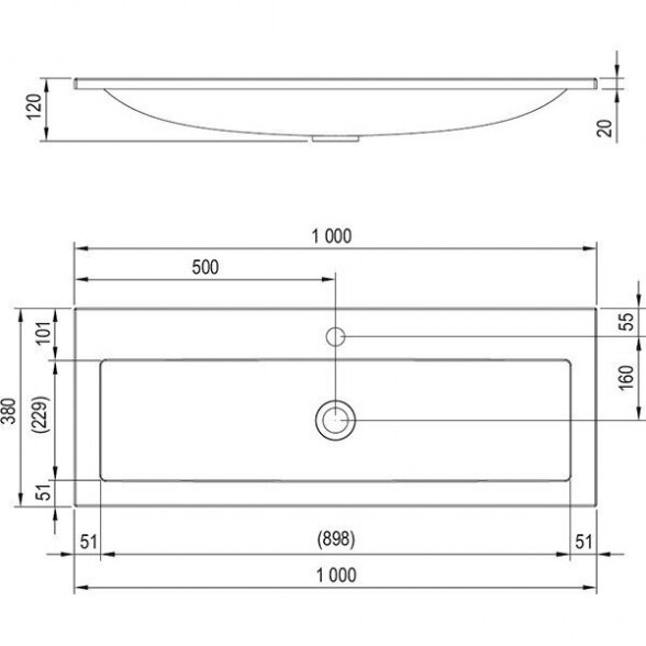 Praustuvas RAVAK Clear 1000 mm 19