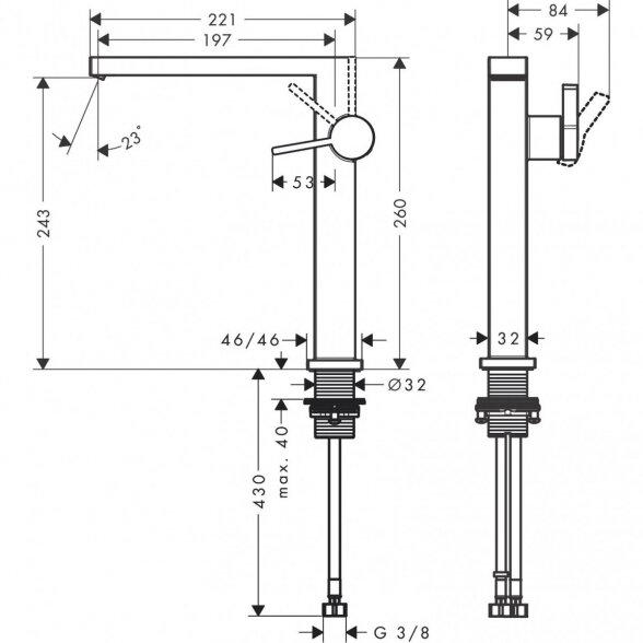 Praustuvo maišytuvas HANSGROHE Tecturis E 240 CoolStart, 73072140 2