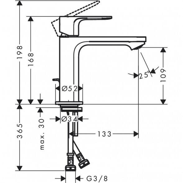 Praustuvo maišytuvas su dugno vožtuvu HANSGROHE Reblis E 110, 72559670 1