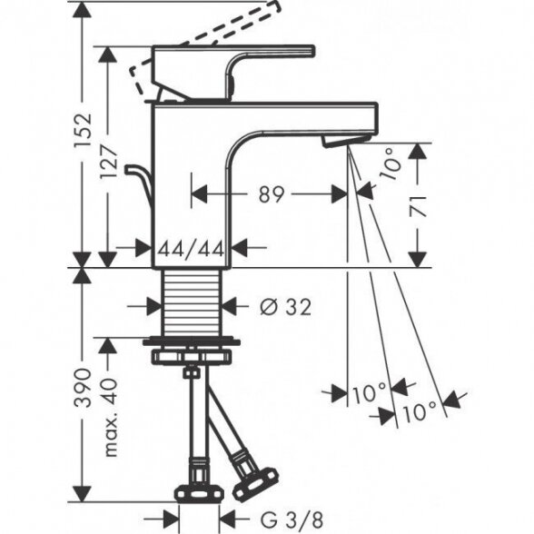 Praustuvo maišytuvas su dugno vožtuvu HANSGROHE Vernis Shape 70, 71560670 1