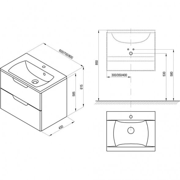 Praustuvo spintelė RAVAK SD Classic II 600, balta/balta 1