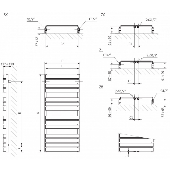 Rankšluosčių džiovintuvas TERMA WARP T 500 x 1100 mm, raudonas, (Iš ekspozicijos) 6