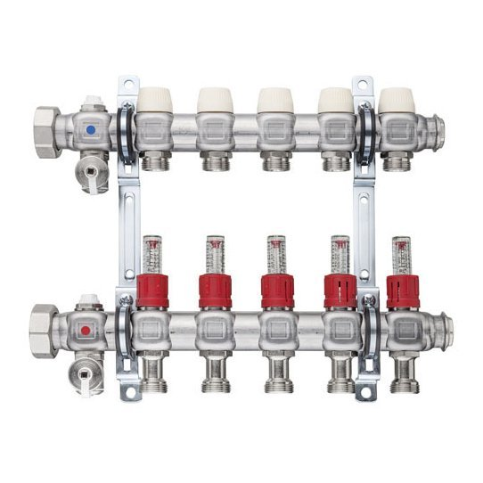 Reguliuojamas grindinio šildymo kolektorius KERMI x-net 11 žiedų su srauto matuokliais