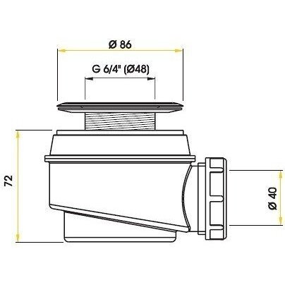 Sifonas dušo padėklui ALCAPLAST 86 mm 1