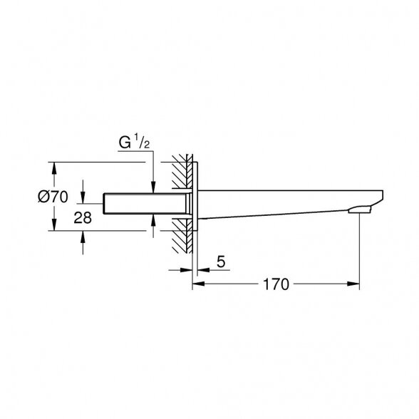 Snapas voniai GROHE Lineare 170 mm, 13383001 1