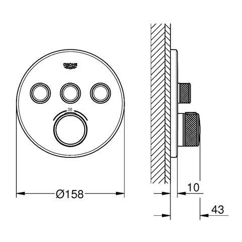 Termostatinė dalis GROHE Grohtherm SmartControl, 29121GN0 2