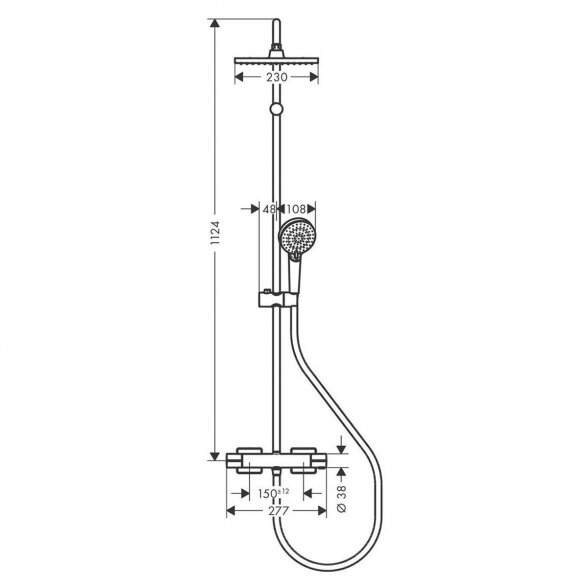 Termostatinė dušo sistema HANSGROHE Vernis Shape 230, 26286000 5