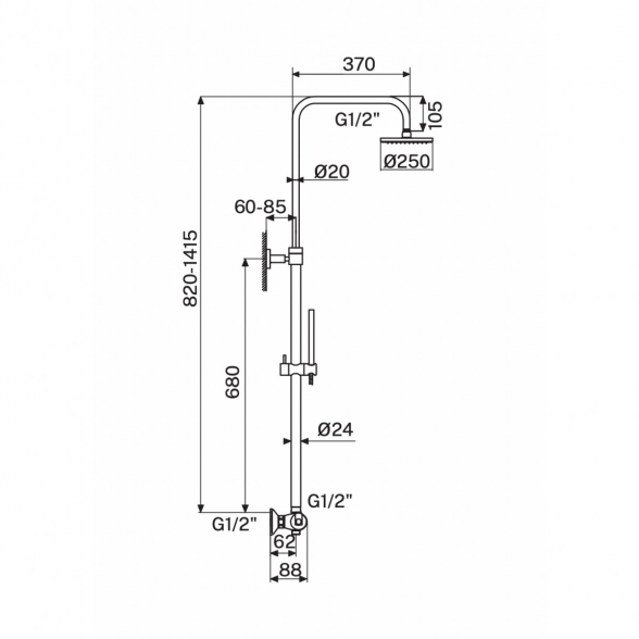 Termostatinė dušo sistema su rankiniu dušeliu MARINER WLS6302 (spalvų pasirinkimas) 4