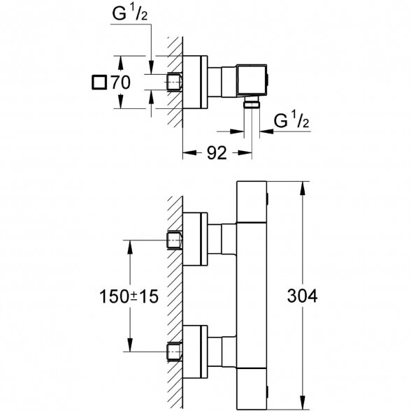 Termostatinis maištuvas dušui GROHE Cube, 34509000 2