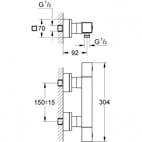 Termostatinis maištuvas dušui GROHE Cube, 34509000 5