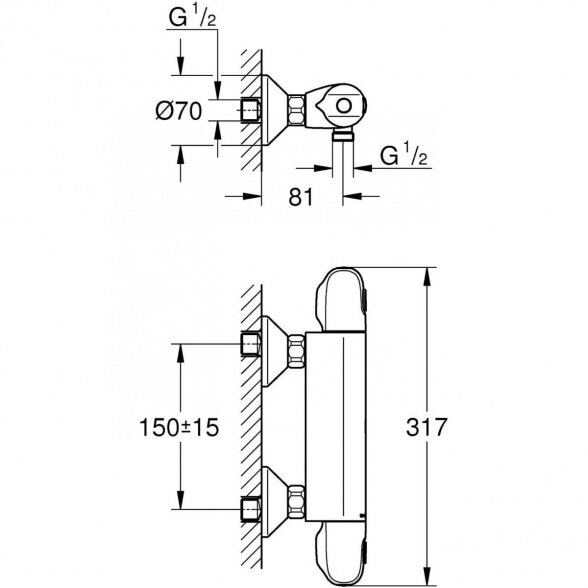 Termostatinis maištuvas dušui GROHE Grohtherm 1000, 34143003 11