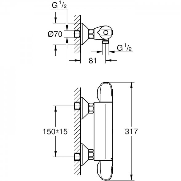 Termostatinis maištuvas dušui GROHE Grohtherm 1000, 34143003 5