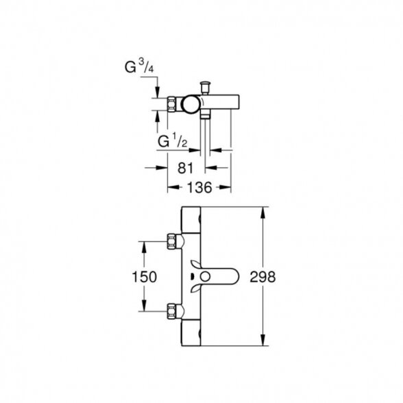 Termostatinis maišytuvas voniai-dušui GROHE Grohtherm 800 Cosmopolitan, 34770000 1