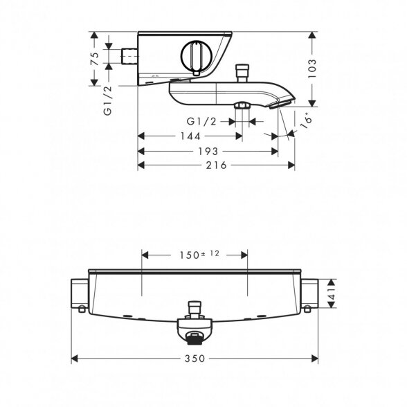 Termostatinis vonios - dušo maišytuvas HANSGROHE Ecostat Select, 13141000 1