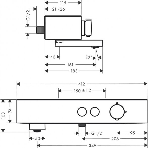 Termostatinis vonios - dušo maišytuvas HANSGROHE ShowerTablet Select, 24340140 1